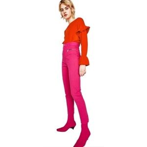 ✨SALE✨ ZARA Skinny High Waist Fuchsia Pants Jeans Size S